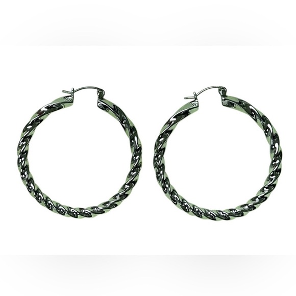 Rumored Jewelry - Rumored Cher Twisted Hoops Earrings Sterling Silver Plated NWT